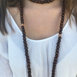 Dark wood wrap necklace
